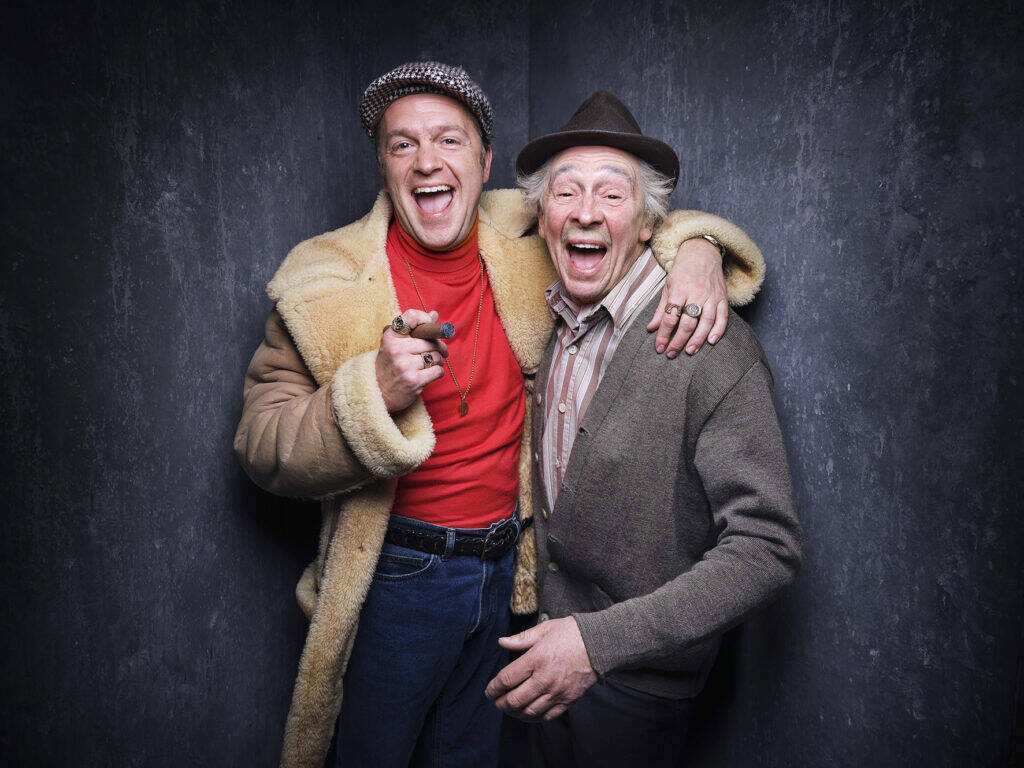 Tom Bennett as Del Boy and Paul Whitehouse as Grandad in Only Fools And Horses The Musical at the Theatre Royal Haymarket c Rankin 1024x768